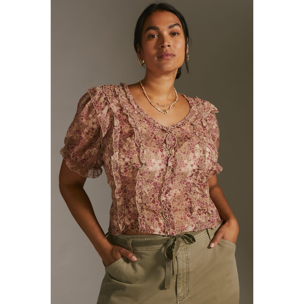 Floral Ruffle Blouse - Pink